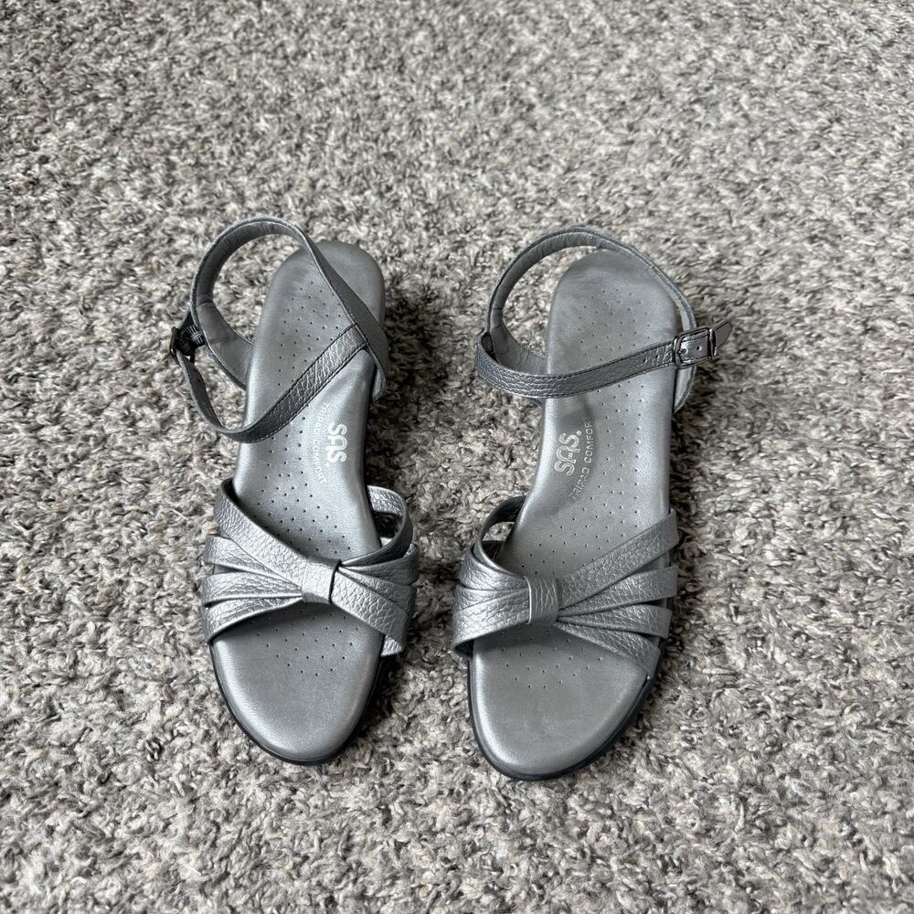 SAS Women's Gray Strappy Slingback Sandals